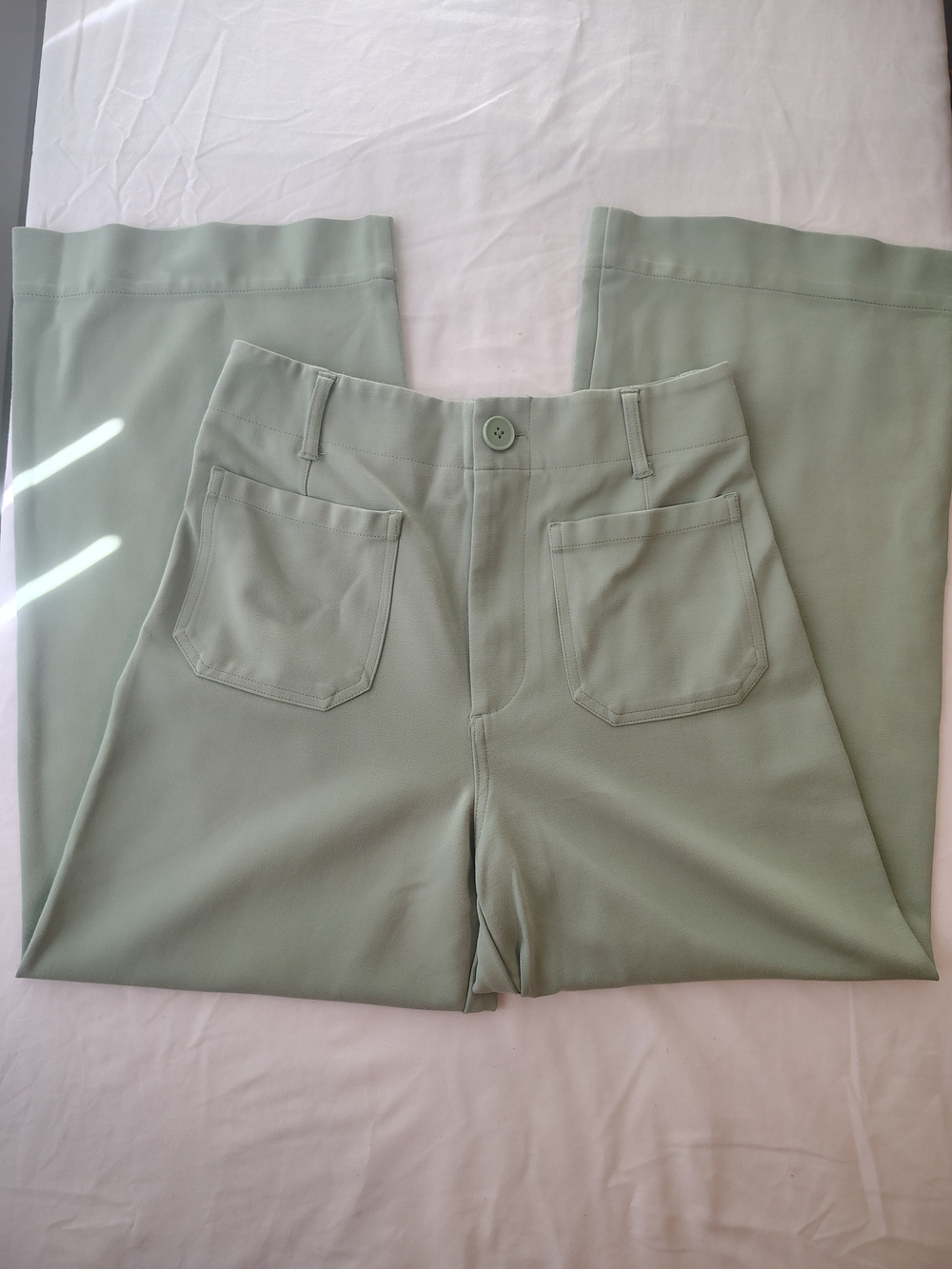Jones & Co. Sage  Mint Green Wide-Leg High-Rise  Stretch Pants Size 6